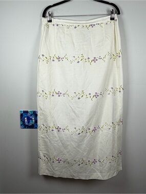 Vintage Jessica Howard Linen Blend Midi Skirt Floral Fairy Cottagecore Size 14